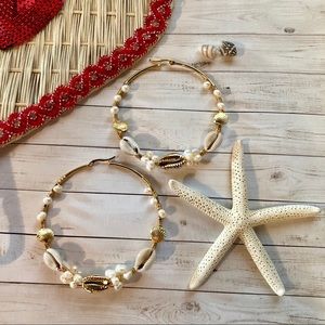 Large Detailed Seashell Hoops